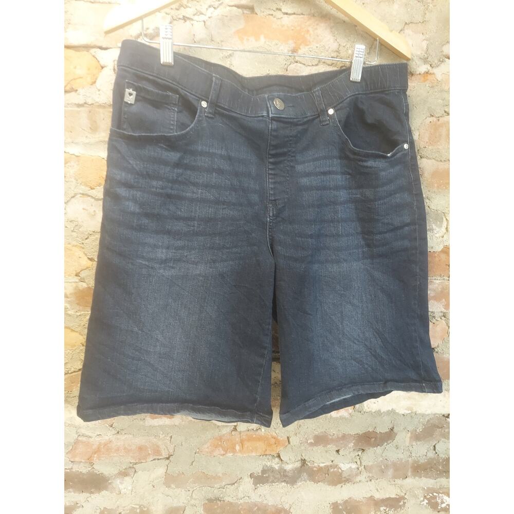 Belle Kim Gravel Womens Shorts Size 16 Dark Wash Denim Pull On Stretch Casual